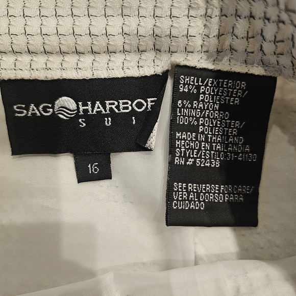 "Sag Harbor Women’s 16 Skirt Suit Cream Black Trim Tweed Blazer & Skirt Set" - Picture 11 of 16